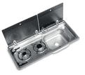 Dometic Smev 9722 - 2 Burner Combination Unit with Glass Lids, Combination Cooker & Sink Units for Caravan & Motorhomes - Grasshopper Leisure